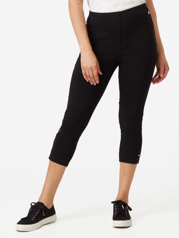 PennyPlain Cropped Bengaline Capri Trousers - Black