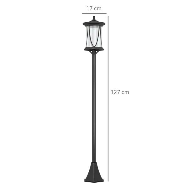 Black solar lamp post light with lantern head, 127 cm tall (17 cm wide)
