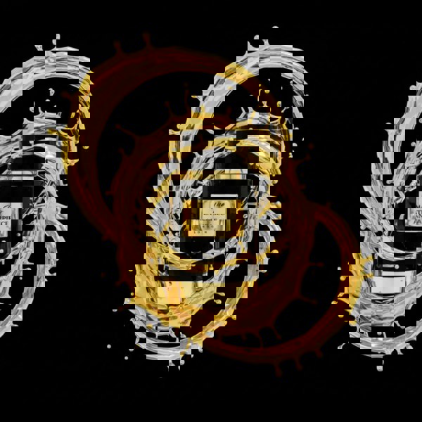 Anfar The Masterpiece 100ml Luxury perfume bottle with gold splash design on a black background