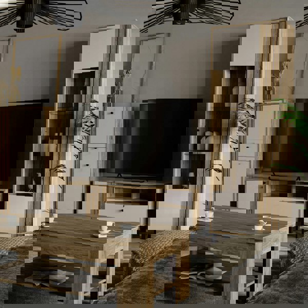 Furniture To Go Grafton Glass Door Display Cabinet in Cream and Oak