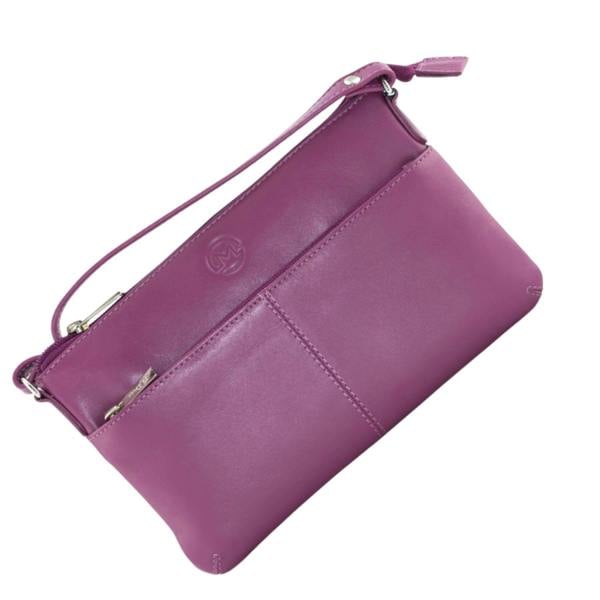Mala Leather Anishka Slim Double Pocket Crossbody