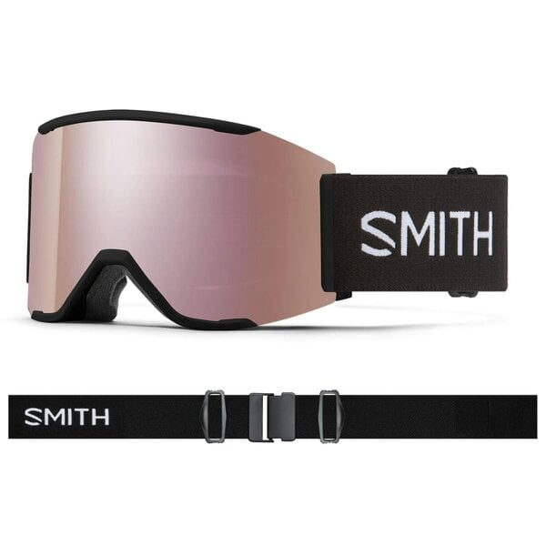 Smith Ski Goggles Squad Mag 0JX M5 Black ChromaPop Everyday Rose Gold Mirror & Storm Rose Flash