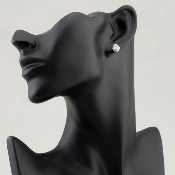 T. H. Baker Silver Clear Pave Pearshaped Stud Earrings E610666