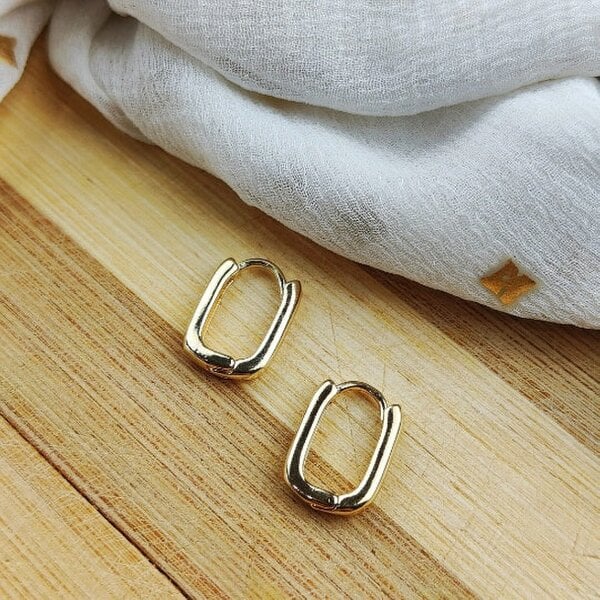 The Colourful Aura Sterling Silver U Shape Geometric Minimalist Square Huggies Hoop Earrings