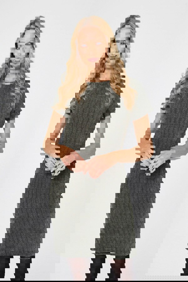 Khaki | Textured Cap Sleeve Short Bodycon Dress
