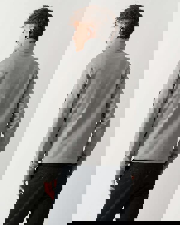 back shot of a Moose Knuckles Hartsfield Mens 1/4 Zip Sweatshirt in Industry 1892