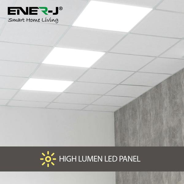 ENER-J 60x60 Slim Backlit LED Panel with CCT switch, Flicker Free Driver (2pc Pack)