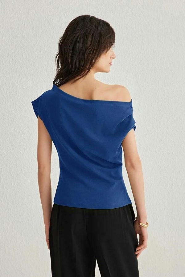 WOVCOR Draped One Shoulder Blouse