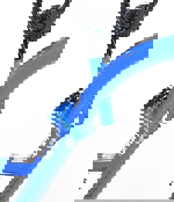 Close-up of Blue tag-along bike