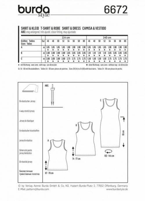 Burda Sewing Pattern 6672 Dresses and Tops For Women, 20 to 34 - Beginner, Easy