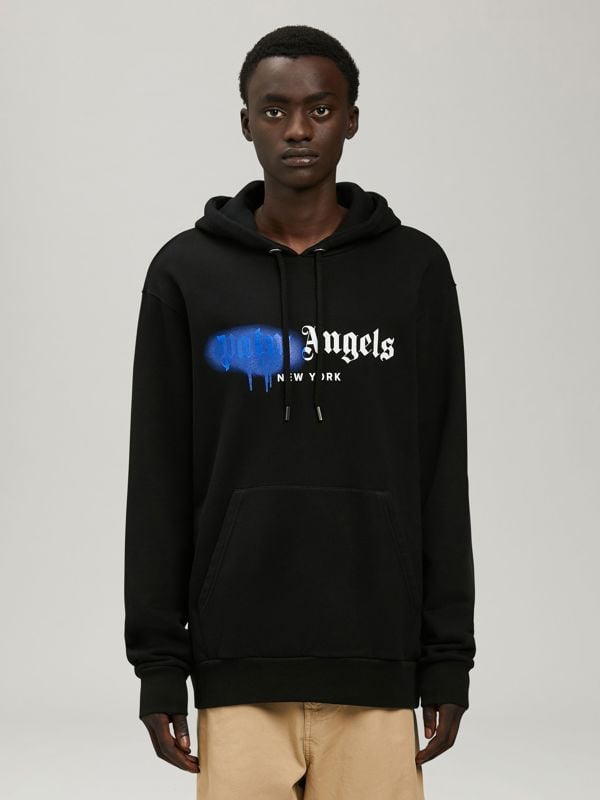 Palm Angels New York Spray Paint Logo Hoodie - Black