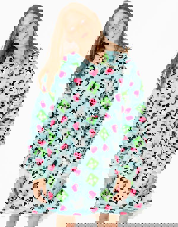 Minecraft Girls Blue Creeper Blanket Hoodie