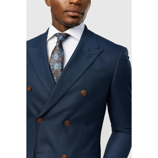 Antique Rogue Slim Fit Blake Navy Texture Double Breasted Jacket