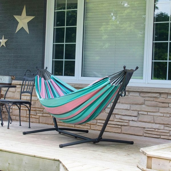 Vivere Double Cotton Hammock with Stand (280cm) - Watermelon