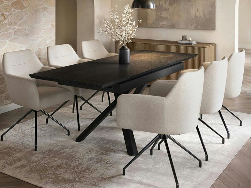 SOLACE+CO Lexi Rectangular Extendable Dining Table Black