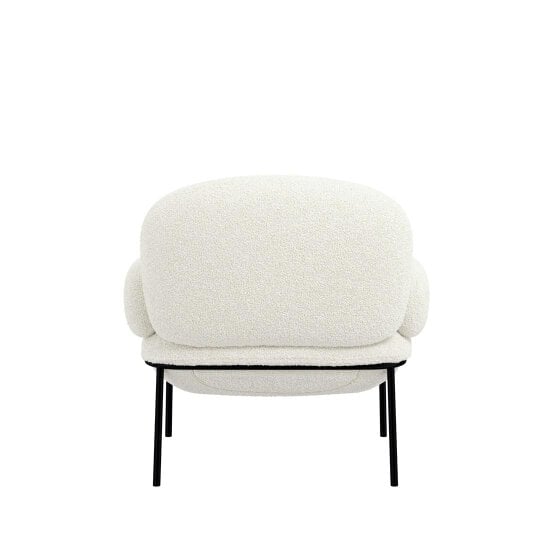 Wyld Haus Tritta Curved Ivory Sherpa Boucle Accent Chair Black Metal Legs