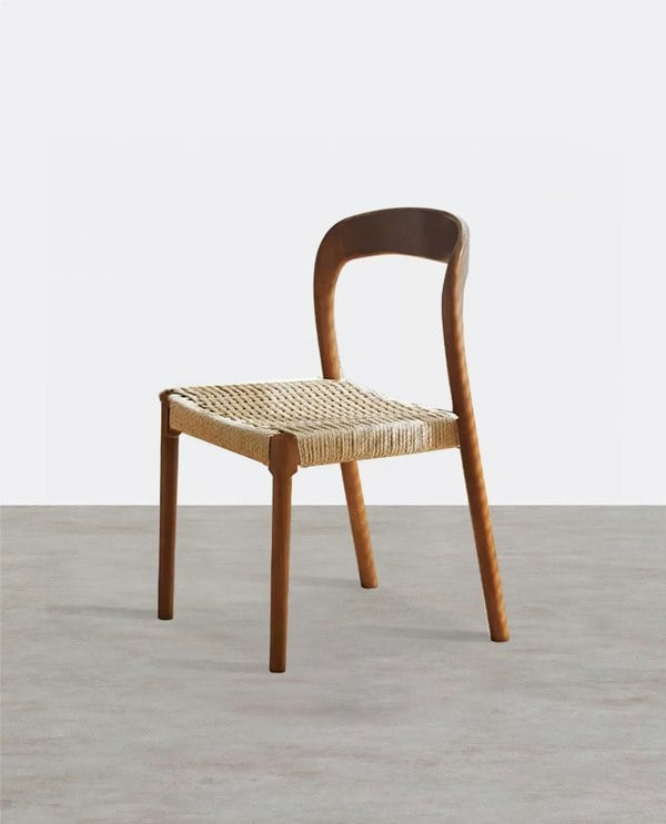 Bonnie Dining Chair, Rattan & Solid Wood-Weilai Concept
