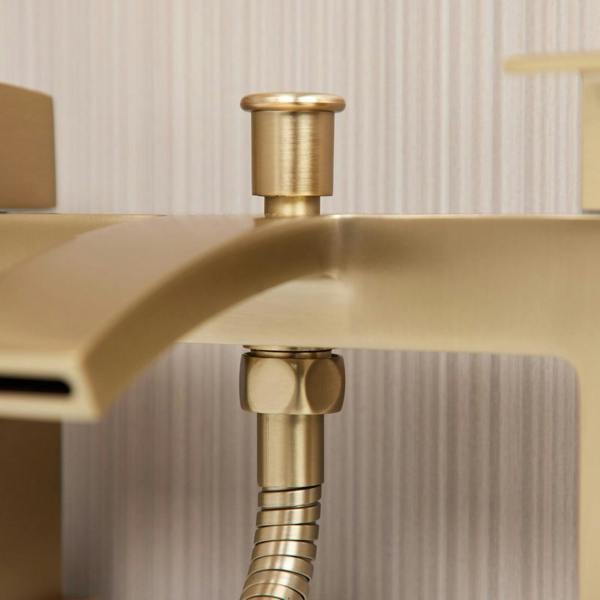 Flode Boras | Bath Shower Mixer | Including Handset and Holder | Brushed Brass
