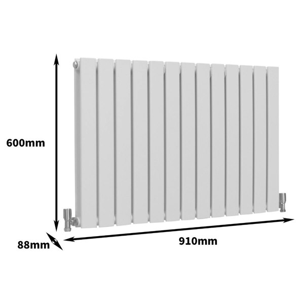 Designer Flat Panel Radiator - Gloss White (600mm x 910mm)