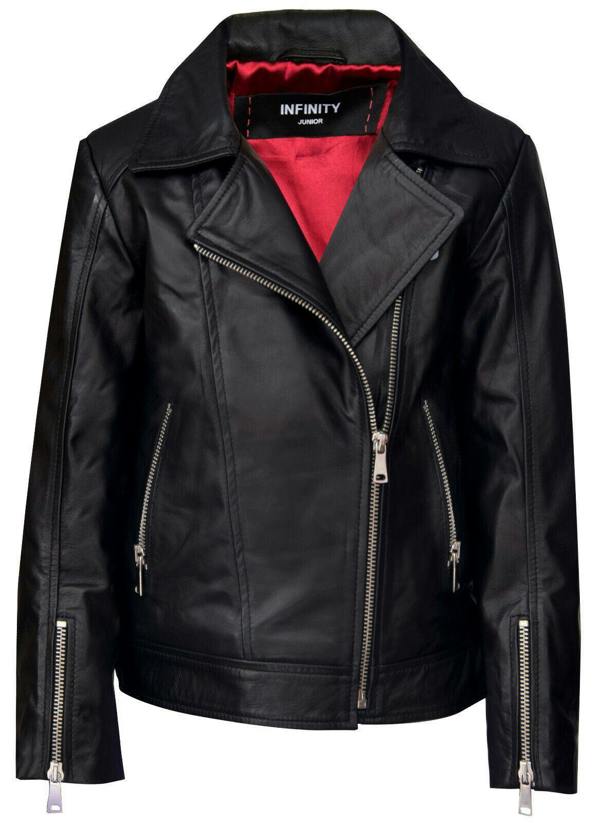 Infinity Leather Kids Jackets Designer's Girls 100% Leather Jacket Zip Up Biker Coats (1-13Years)