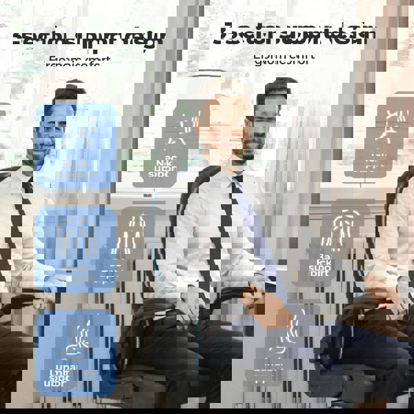 Levede Ergonomic Office Computer Chair PU Leather Swivel Recliner with Flip-Up Armrests