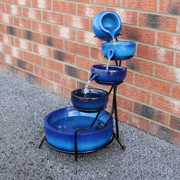 Monstershop Blue 4 Tier Spilling Bowls Water Feature