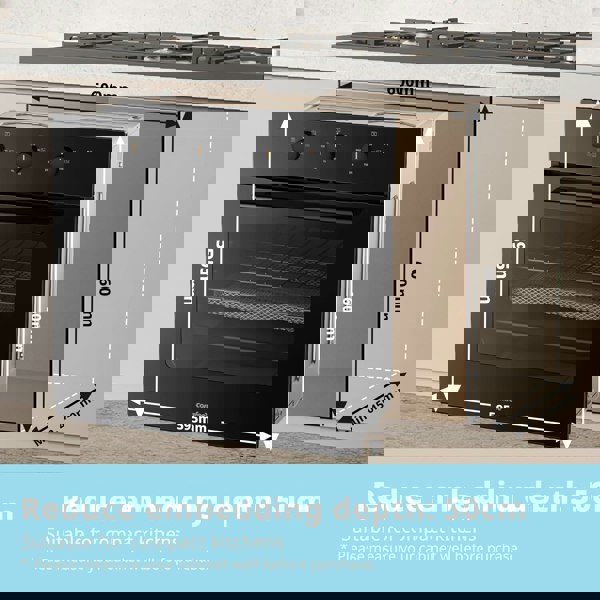 Living and Home 60L Mechanical Control Built-in Electric Fan Oven with Air Fry Function