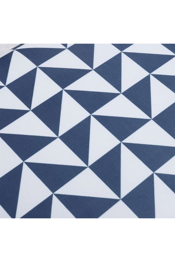 Living and Home Triangle Printing Patterned Linen Ottoman Footstool with Walnut Color Legs