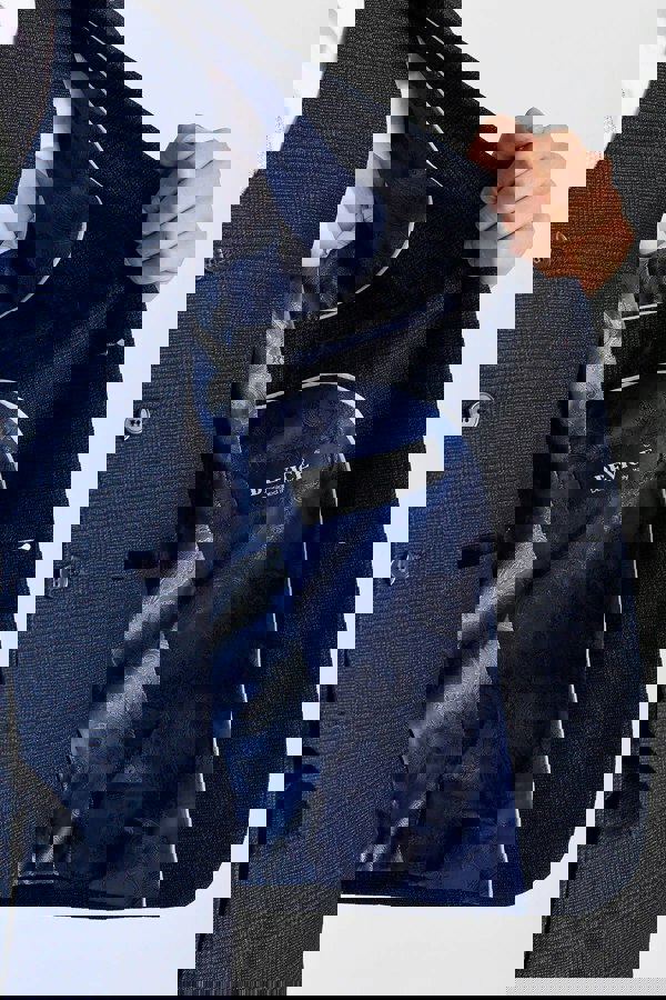 Paul Andrew Regent - Boys Navy Blue 3 Piece Prince Of Wales Checked Suit