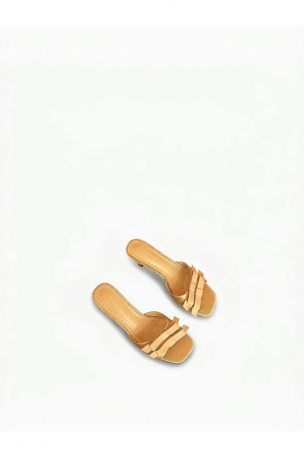 Camila Open Toe Bow Detail High Heels - Cream_wb