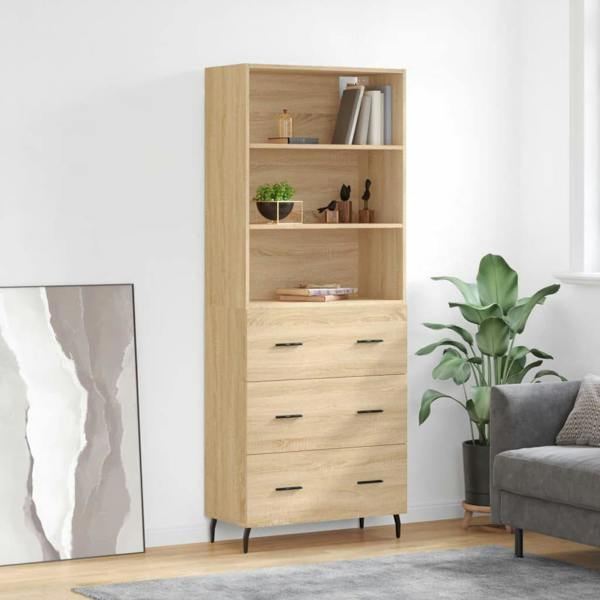 Berkfield Highboard Sonoma Oak 69.5x34x180 cm Engineered Wood