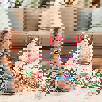 deAO Toys Christmas Doll House Playset, Dream House Pretend Doll House with Accessories Dolls House Garden Princess House Birthday Gifts