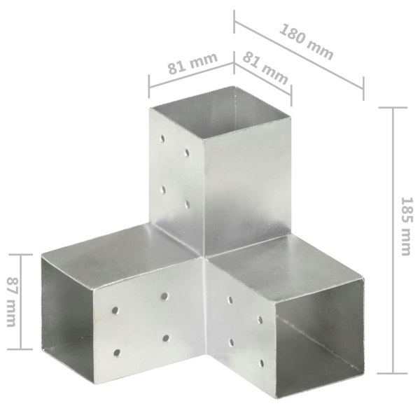 Berkfield Post Connector Y Shape Galvanised Metal 81x81 mm