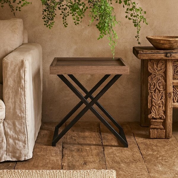 Wyld Haus Parma Grey Ages Oak Cross Leg Tray Side Table