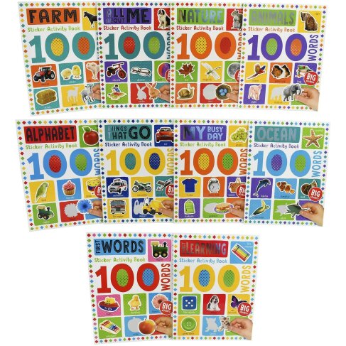 My First 100 Words Home Learning Sticker Activity 10 Books Collection Set – Educational Activity Collection for Kids