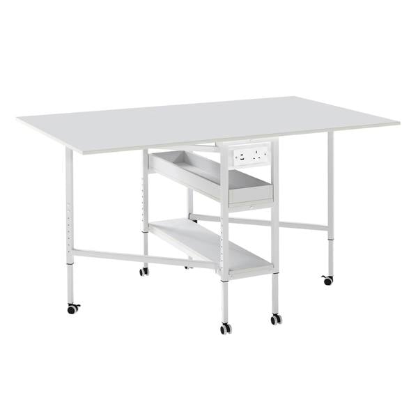Levede Sewing Table Foldable Craft Desk Height Adjustable with Storage Black