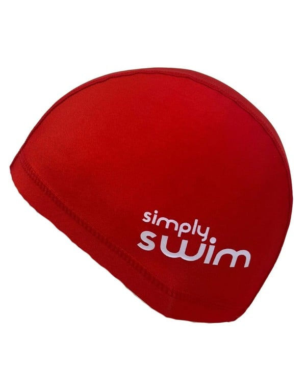 Simply Swim Junior Lycra Fabric Swim Cap - Solid Colours - Red