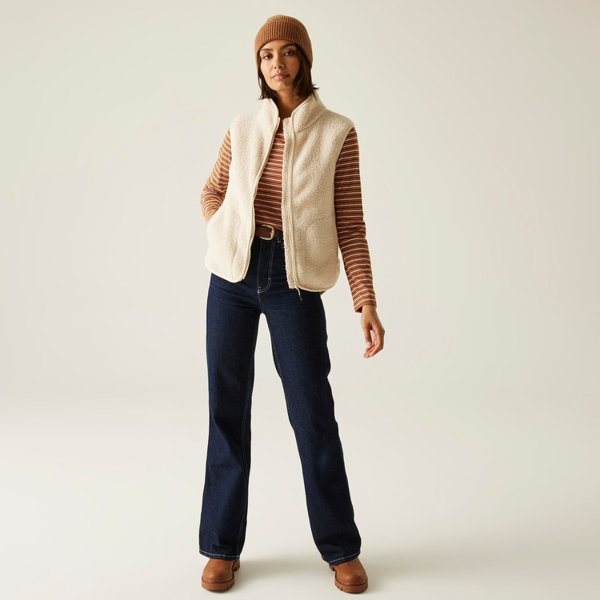 Regatta Womens Federica Stripe Long-Sleeved T-Shirt - Glazed Ginger/Light Vanilla