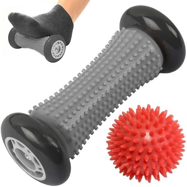 ROMIX Foot Massage Roller and Spiky Massage Ball Set, Deep Tissue Massage Tools for Feet, Hands, Arms and Legs