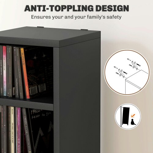 Wyld Haus Nisapa Wood Black Tall Narrow Media Storage Tower With 204 Disc Capacity