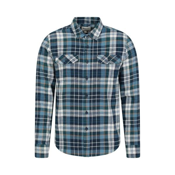 Mountain Warehouse Mens Trace Flannel Long-Sleeved Shirt - Light Blue - 