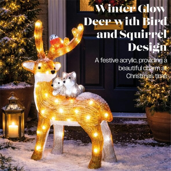 Scotts of Stow Xmas Haus Acrylic Deer with 80 LEDs and Timer