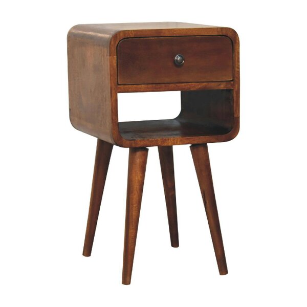Wyld Haus Pama Small Chestnut Mango Wood Curve Low Bedside Table