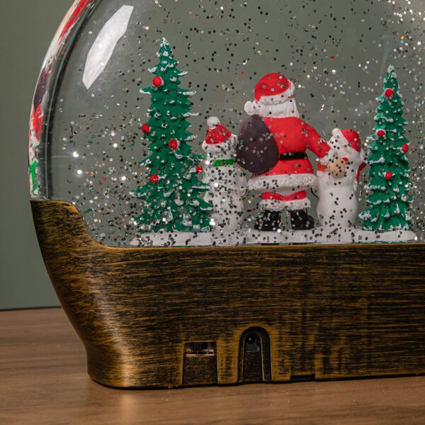 Samuel Alexander 19cm Battery Operated Light up Christmas Water Dome with Santa & Snowman Scene