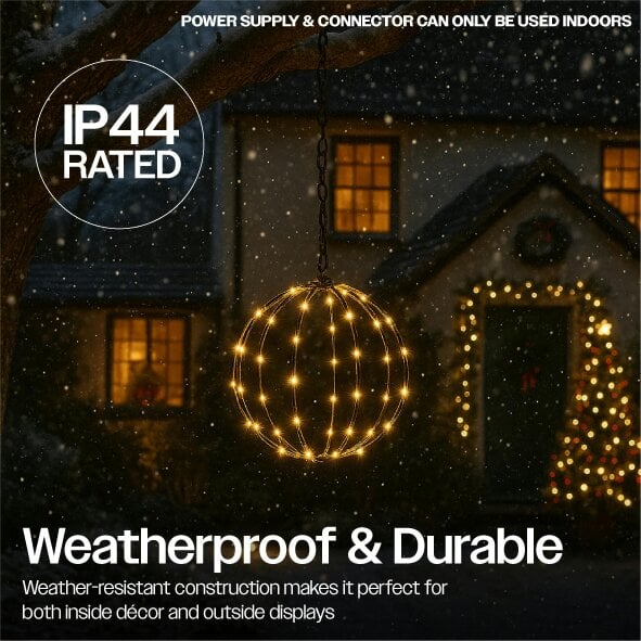 Scotts of Stow Xmas Haus Pre Lit LED Sphere with Micro LEDs 5m Lead Timer Power Supply