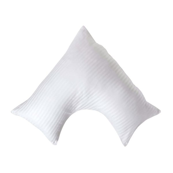 HOMESCAPES Silky 330 TC Egyptian Cotton Satin Stripe V Shaped Pillowcase
