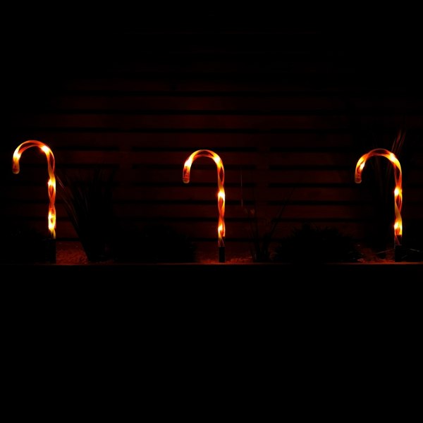 Samuel Alexander Set of 6 Light up Red & White Stripe Christmas Candy Cane Garden Stakes with LEDs