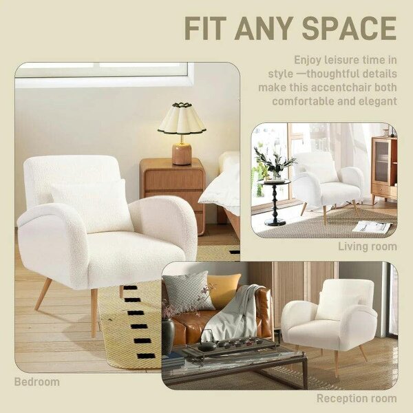Teddy Fleece Accent Chair - Cream White