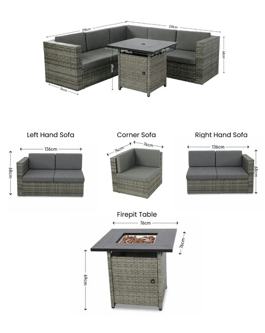 Outdoor Living Ascot Fire Pit Garden Set – Grey