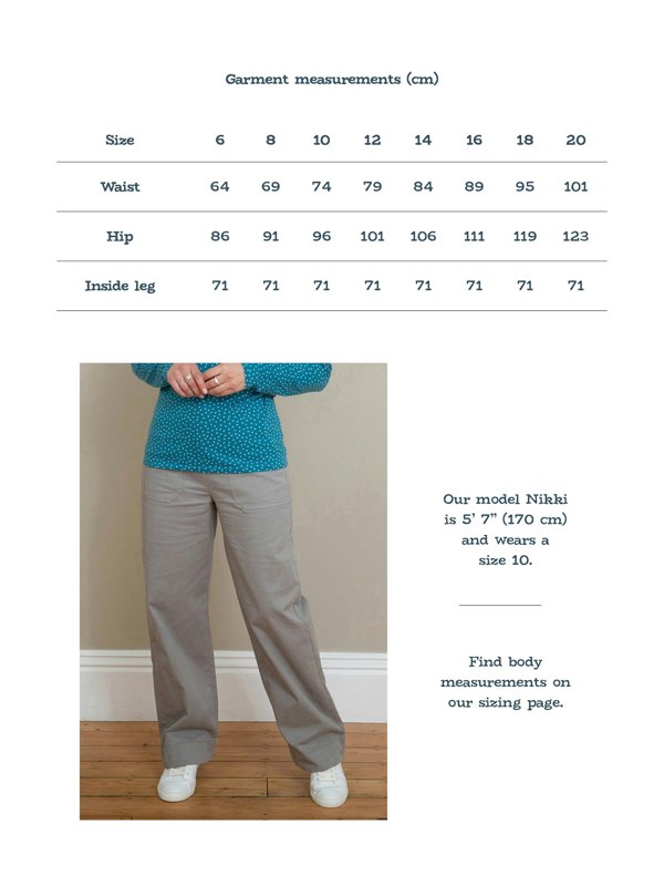 Kite Organic Evershot Wide Leg Twill Trousers Grey